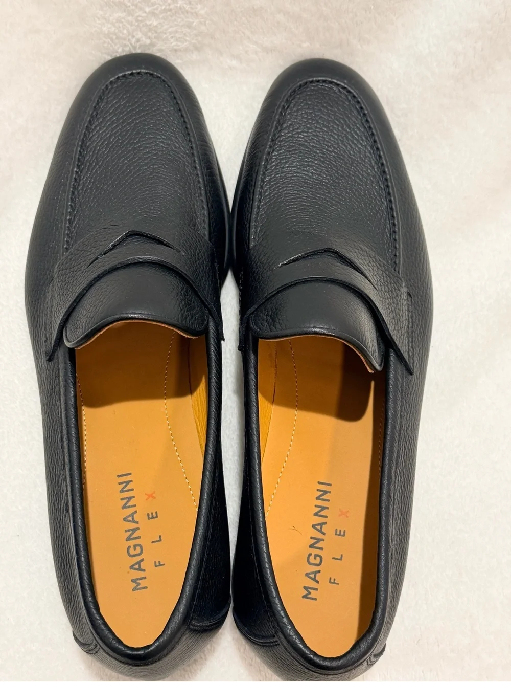 Magnanni Flex Black Pebbled Leather Penny Loafers EU 42 US 9 Italy CMB3004